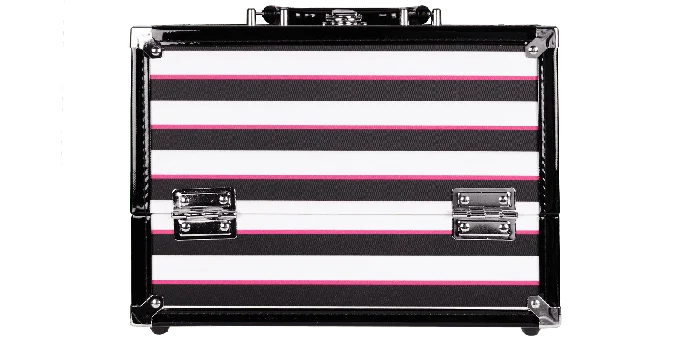 

Inspired Makeup Case, 2 Tray, Multi Color Striped