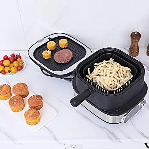 

Appliances Air Fryer& Air Fryer Grill Skillet Combo with 3QT Stewer Pot Multifunctional Cooker (5 units includes, AirFryer S