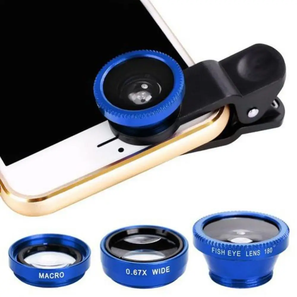 Mobile Phone Universal 3 in 1 Clip on 0.65X Wide Angle Fisheye Macro Lens for |