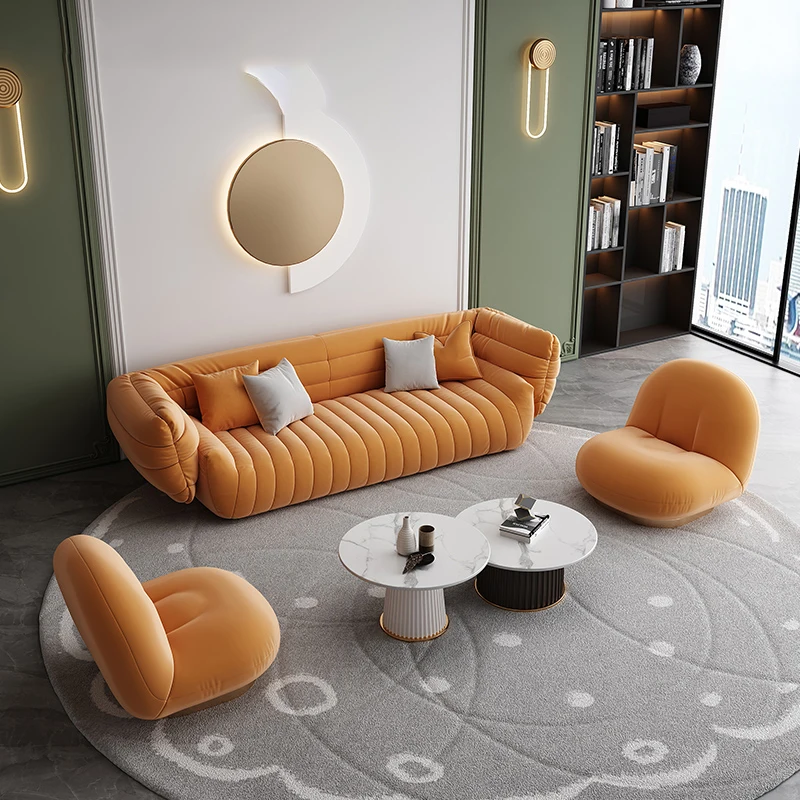 

Showy Italian style light luxury style minimalist three Nordic minimalist modern living room designer banana shaped fabric sofa