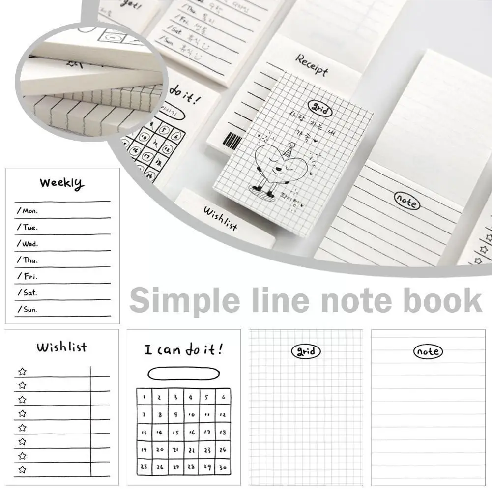 

Stationery Notepad 50 Sheets Native Format Simple Line Handbook Pad System Paper Rectangle Book Memo Color Pure Note L1I9
