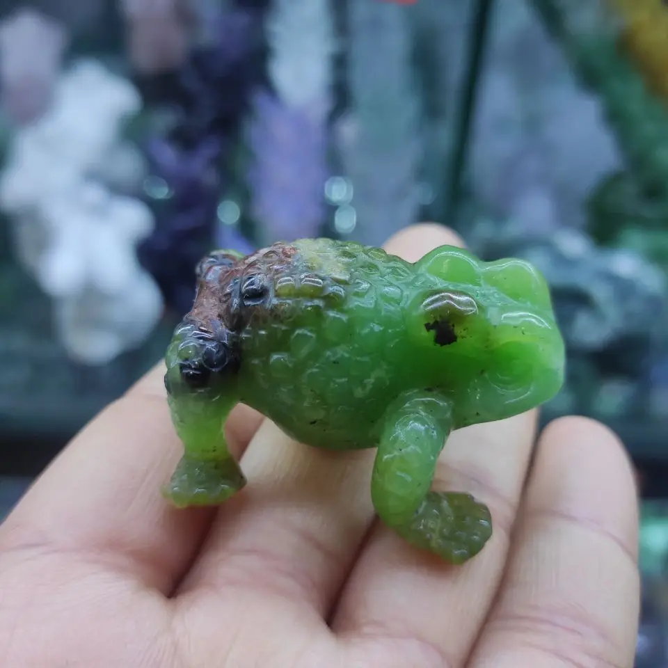 

1pcs Frog Statue Natural Stones Room Ornament Hand Carved Reiki Figurine QuartzHealing Crystals Aquarium Home Decor