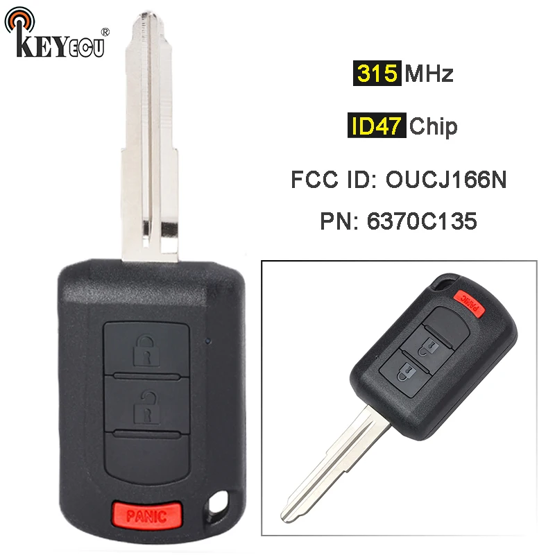 

KEYECU 315MHz ID47 Chip OUCJ166N P/N: 6370C135 Remote Key Fob for Mitsubishi Eclipse Cross Car Accessories 2018 2019 2020 2021