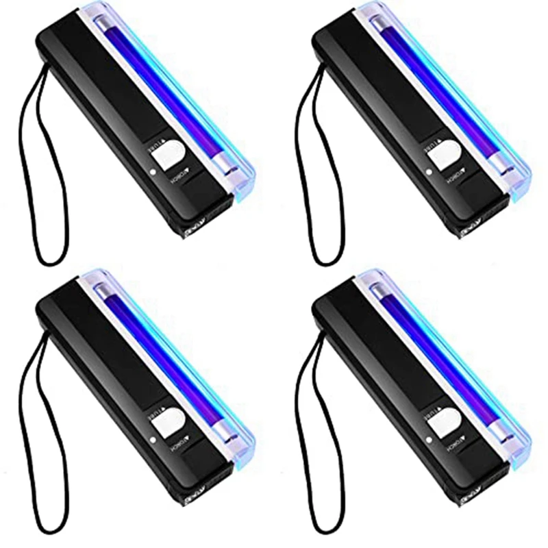 

BMDT-4 Pcs Handheld UV Black Light Torch Portable Blacklight LED UV Light Battery Operated Bill Detector Light