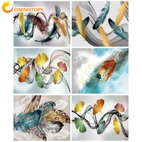 chenistory oil painting by numbers kits for kids handpainted unique gift 60x75 framed on canvas feather diy acrylic art pictures