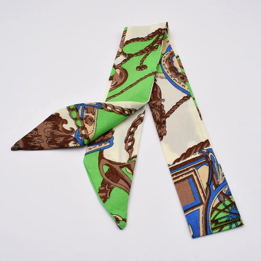 

Small Silk Scarf For Women Print Handle Bag Ribbons Brand Fashion Head Scarf Small Long Skinny Scarves Wholesale