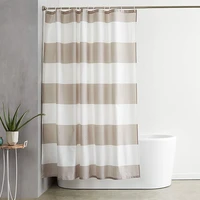 simple striped polyester waterproof printing bathroom partition shower curtain