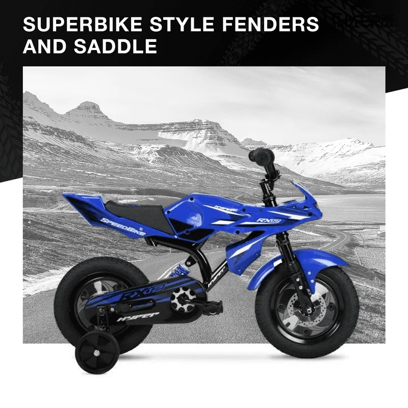 

12" Boys Speedbike, Blue, With Training Wheels