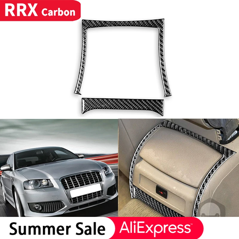 

RRX for Audi A4 S4 B7 2005 2006 2007 2008 Car Rear Storage Box Panel Frame Decoration Cover Carbon Fiber Sticker Car Accessories