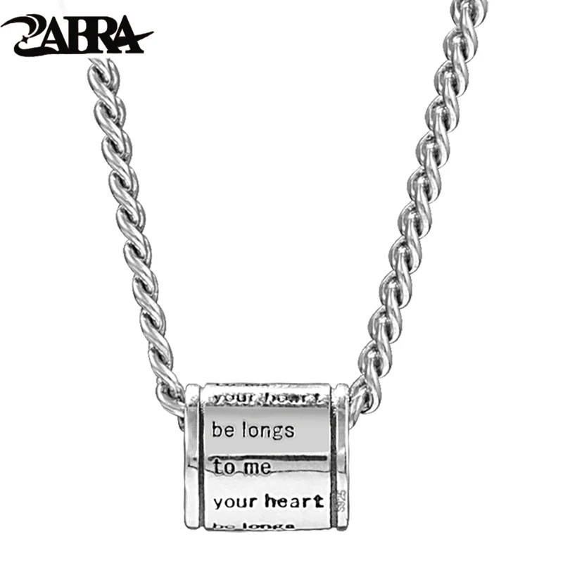 

ZABRA European And American Port Style Design Spring Cuban Necklace 925 Silver Retro Cylindrical Letter Clavicle Chain Necklaces
