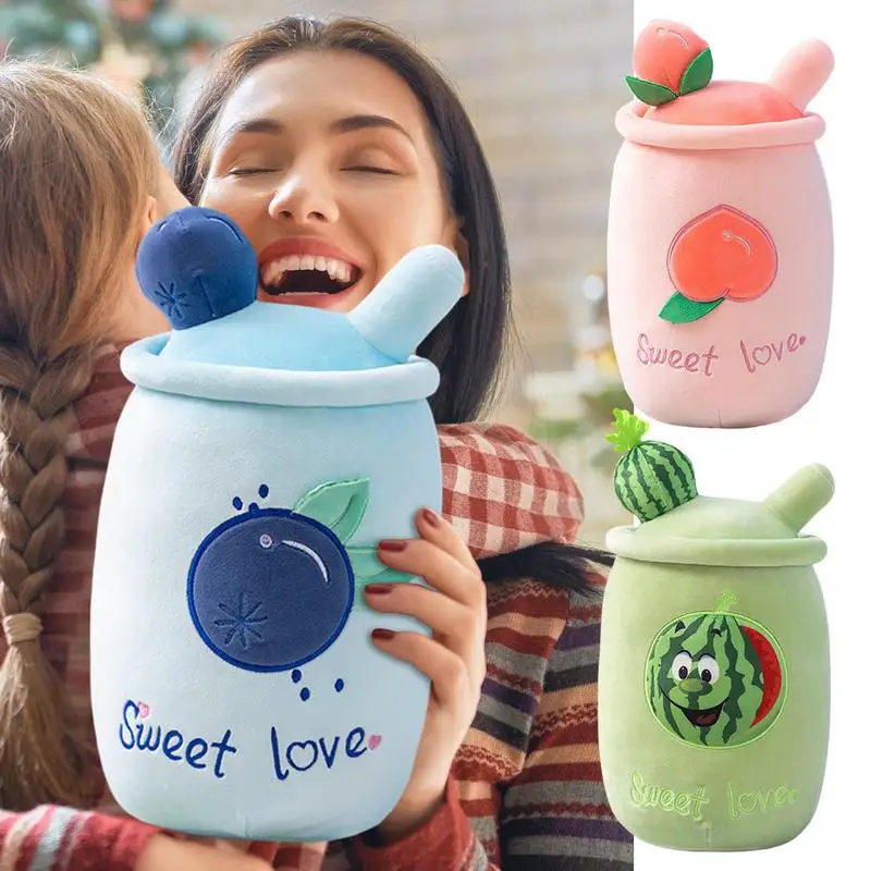 

Bubble Tea Plush Toy Boba Plushie Doll Soft Cartoon Stuffed Tea Cup Pillow Boba Bubble Pearl Hugging Cushion For Kids Toddler Bo