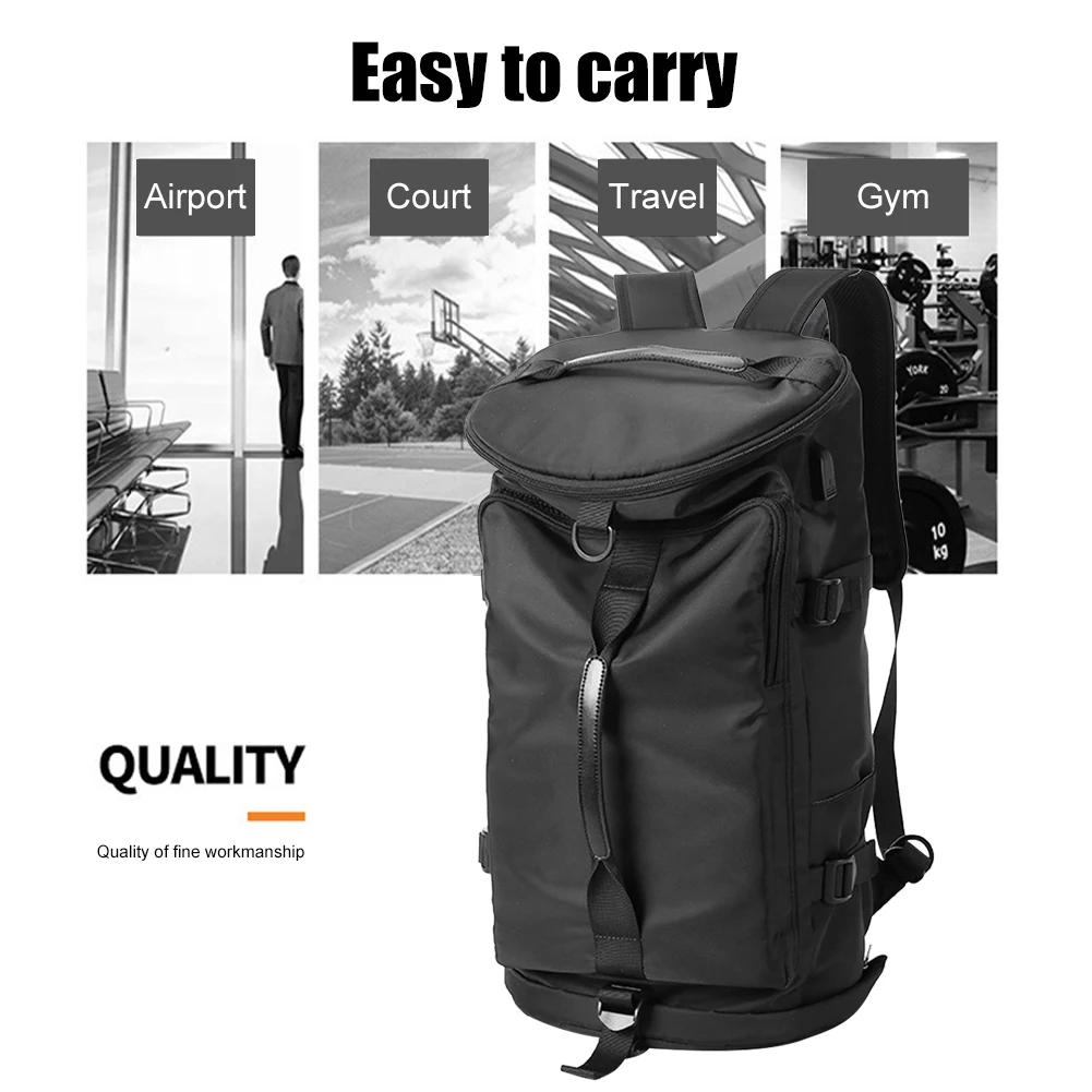 

Outdoor Fitness Backpack Portable USB Charging Port Men Large-capacity Backpack for Travel Business Foldable Luggage Storage Bag