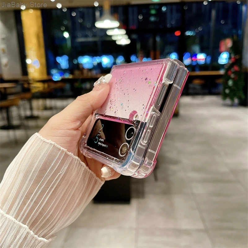 Блестящий противоударный мягкий силиконовый чехол для Samsung Z Flip 3 4 5 6