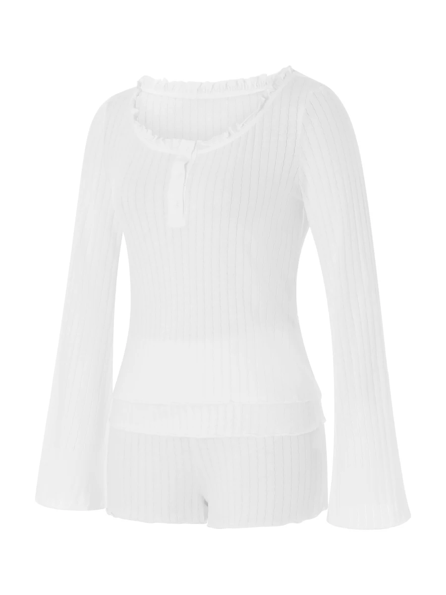 Женские летние наряды из двух предметов однотонные топы с отделкой салата