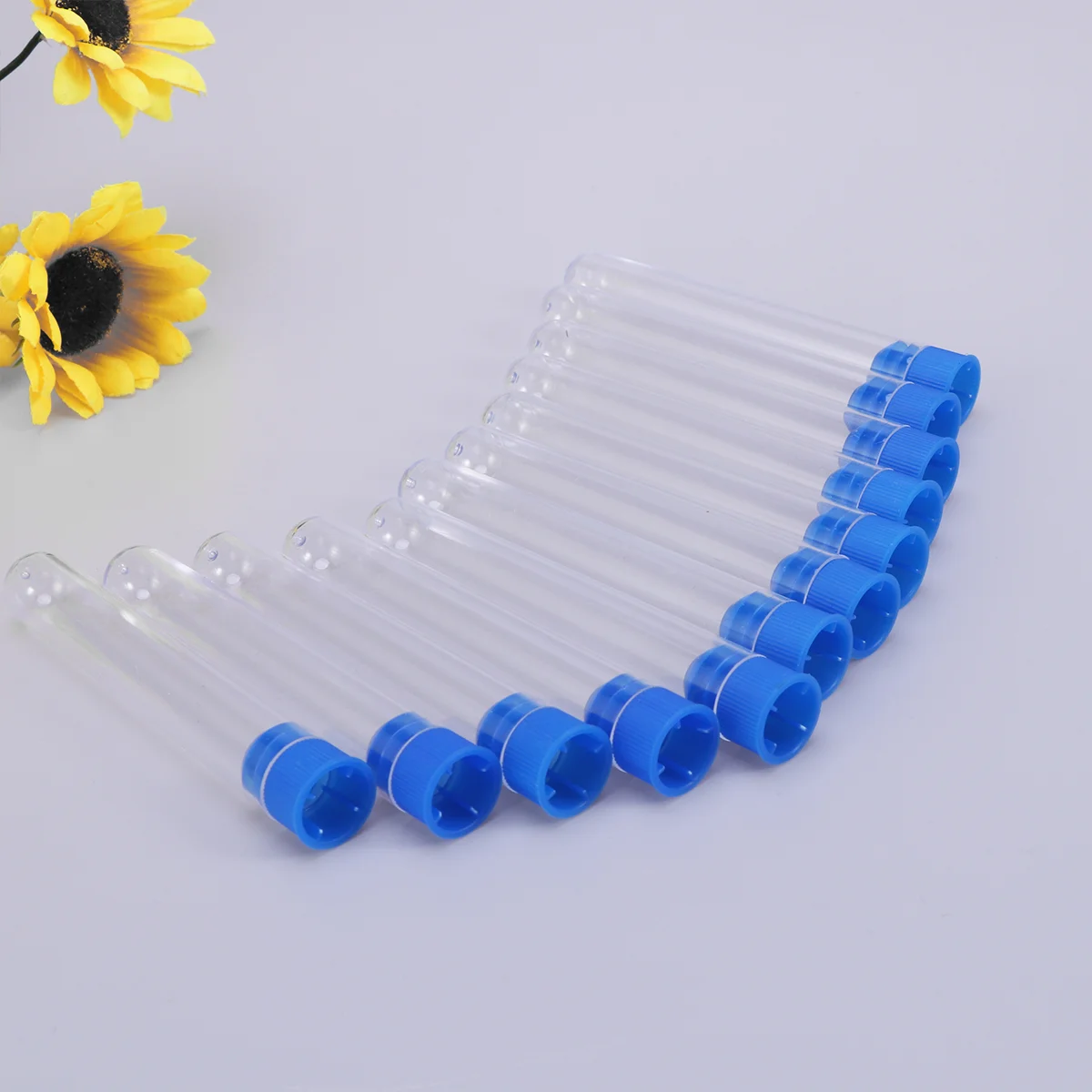 

12 Pcs/Pack 16x150mm Plastic Clear Test Tube with Stopper for Scientific Experiments Party Candy Storage with Stopper (Random