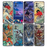 japanese wave anime dragon phone case for xiaomi mi 11 11t 11x pro lite ne 12 poco x3 f3 m3 m4 nfc pro soft thin cover funda