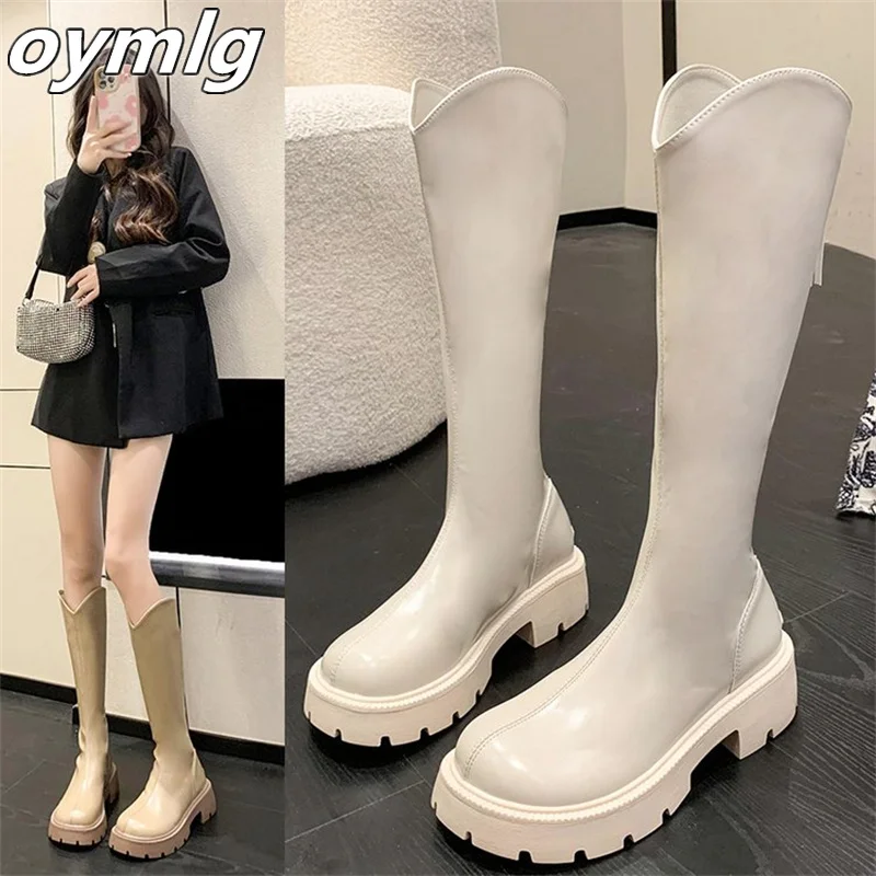 Cigarette boots women show thin 2022  winter new women's leather boots, but the knee height increases the trend of knight boots