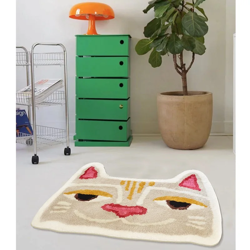 Шикарный Впитывающий Коврик для пола в виде розового котенка, нескользящий мягкий декоративный коврик для игровой комнаты, спальни, 68x81, 84x100 см