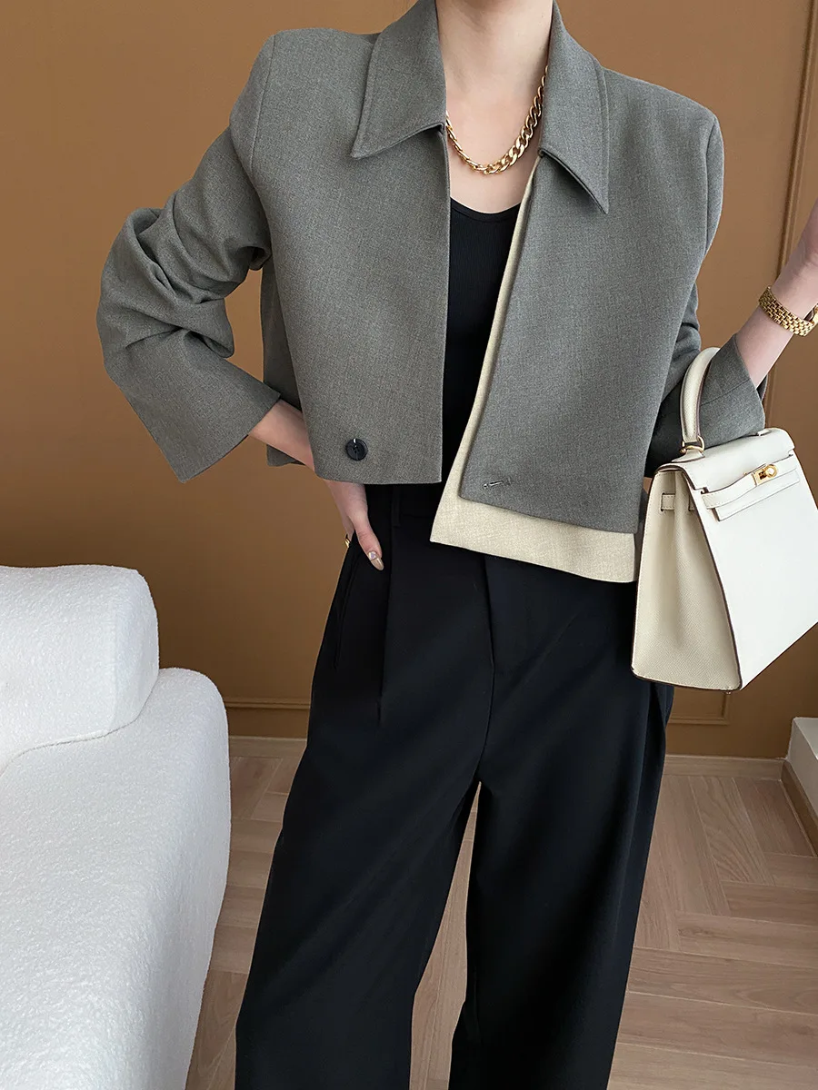 Женский весенний Новый нестандартный короткий комбинированный пиджак