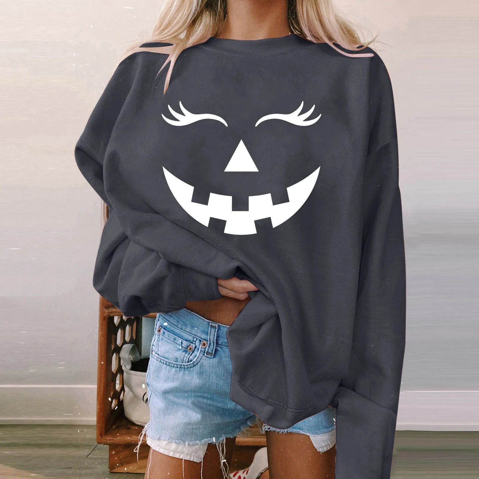 

Sweatshirt For Womens Fashion Print O Neck Casual Loose Sweatshirt Hooded Sweatshirt Women Zippe Fleece Ladies Zippe Hoodies