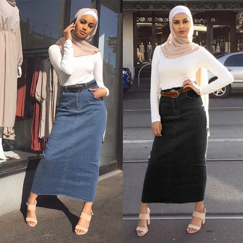

Denim Abaya Dubai Muslim Fashion Dresses for Women Long Skirt Dress American Turkish Islamic Clothing Pakistani Islam Malaysia