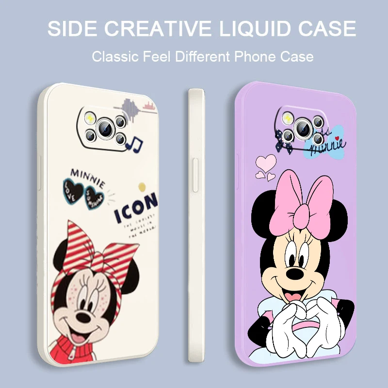 

Couple Mickey Minnie Mouse Liquid Rope Funda Phone Case For Xiaomi Mi Poco X4 X3 C40 C3 M4 M3 F4 F3 GT Pro NFC 5G Back Cover
