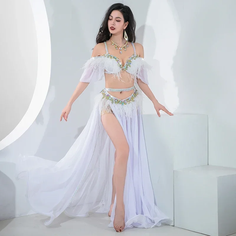 Женский костюм для танца живота комплект из 2 предметов юбка с разрезом и Длинная
