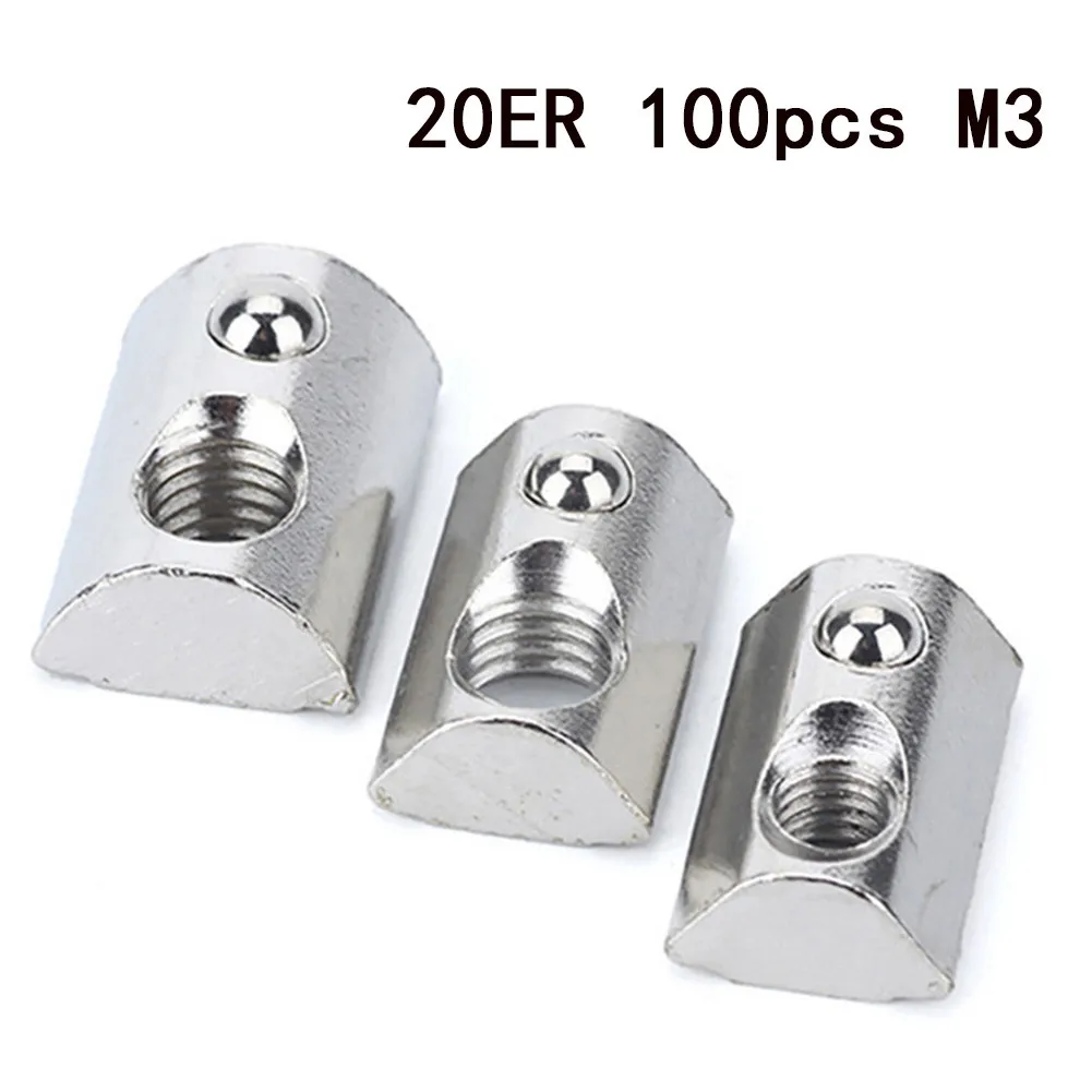 

10/50/100pcs Marble Nut 5 M3-M4-M5 Carbon Steel For 20ER Nickel Plated