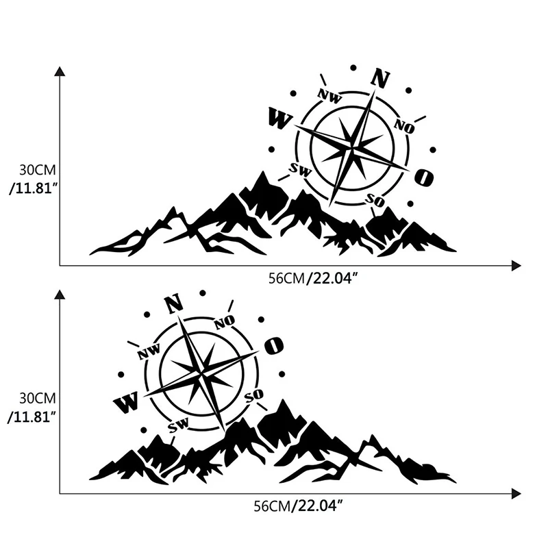 

2pcs/set Mountain Adventurers Car Sticker Compass Graphics Decoration