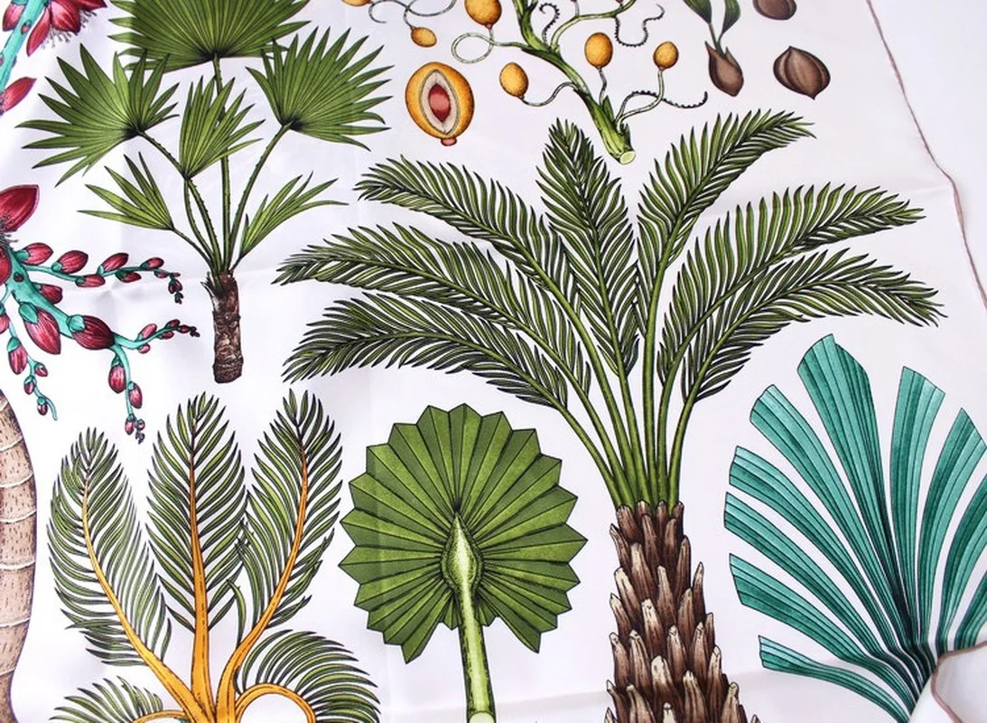 

Women's Scarves 100% Silk Scarf Handmade Curling 90*90 Cm Bandana Beautiful Natural Scenery Palm Tree Mulberry Silk Scarf Scarf