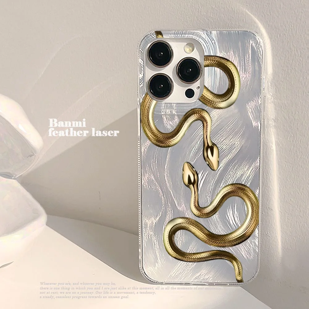 Чехол для телефона S25 Ultra Gold Snake Print Samsung A06 Чехлы A55 A54 A35 A33 A34 A14 A15 A16 A26 A36 A56 S22 S24 Plus S23FE