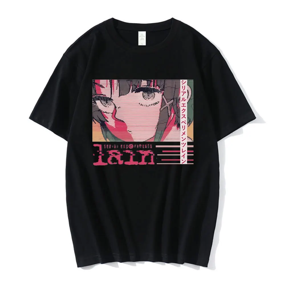

Anime Serial Experiments Lain T-Shirt Glitch Iwakura Manga Weeb Girl Sci Fi Short Sleeve Oversized Tee Shirt Men Cotton T Shirts