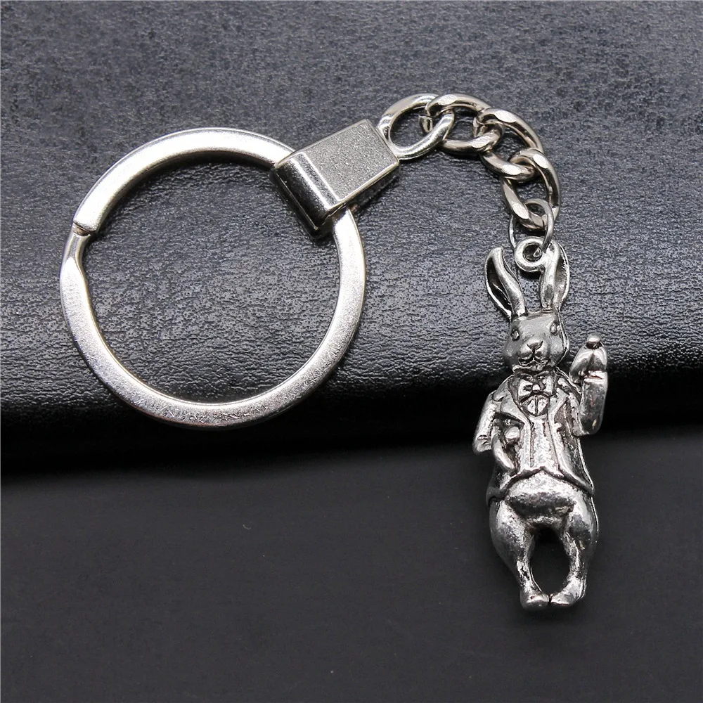 Dropshipping Souvenirs Gift Men Keychain 2 Colors 36x15mm 3D Rabbit Pendant Keyring | Key Chains