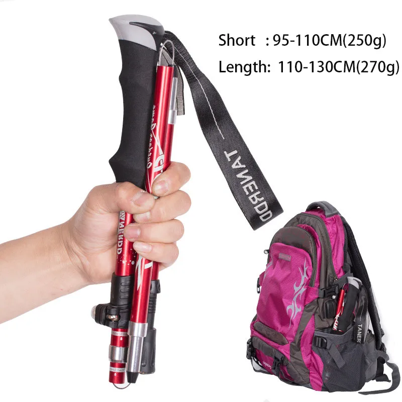 

Practical Anti Shock Walking Stick Telescopic Baton Trekking Ultralight Aluminum Alloy Tactical Walking Canes 5-Section 1Piece