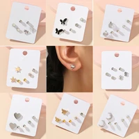 stud earrings set small and simple stylish female titanium steel earrings set for daily and festival birthday exquisite gift