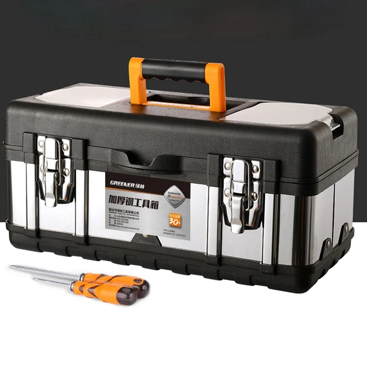Stainless Steel Tool Case Hard Organiser Potable Stackable Tool Box Professional Hardware Cassetta Attrezzi Home Repair DK50TB
