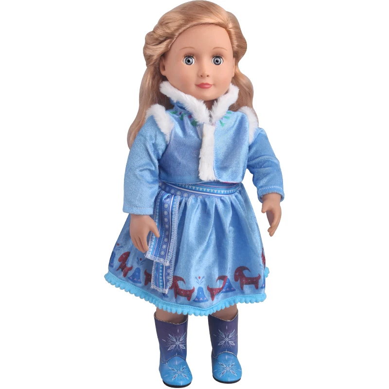 

Doll Clothes Blue Queen Battle Dress Wardrobe 18 Inch American Og Girl Doll 43 CM Reborn Baby Doll DIY Toy Gift c872