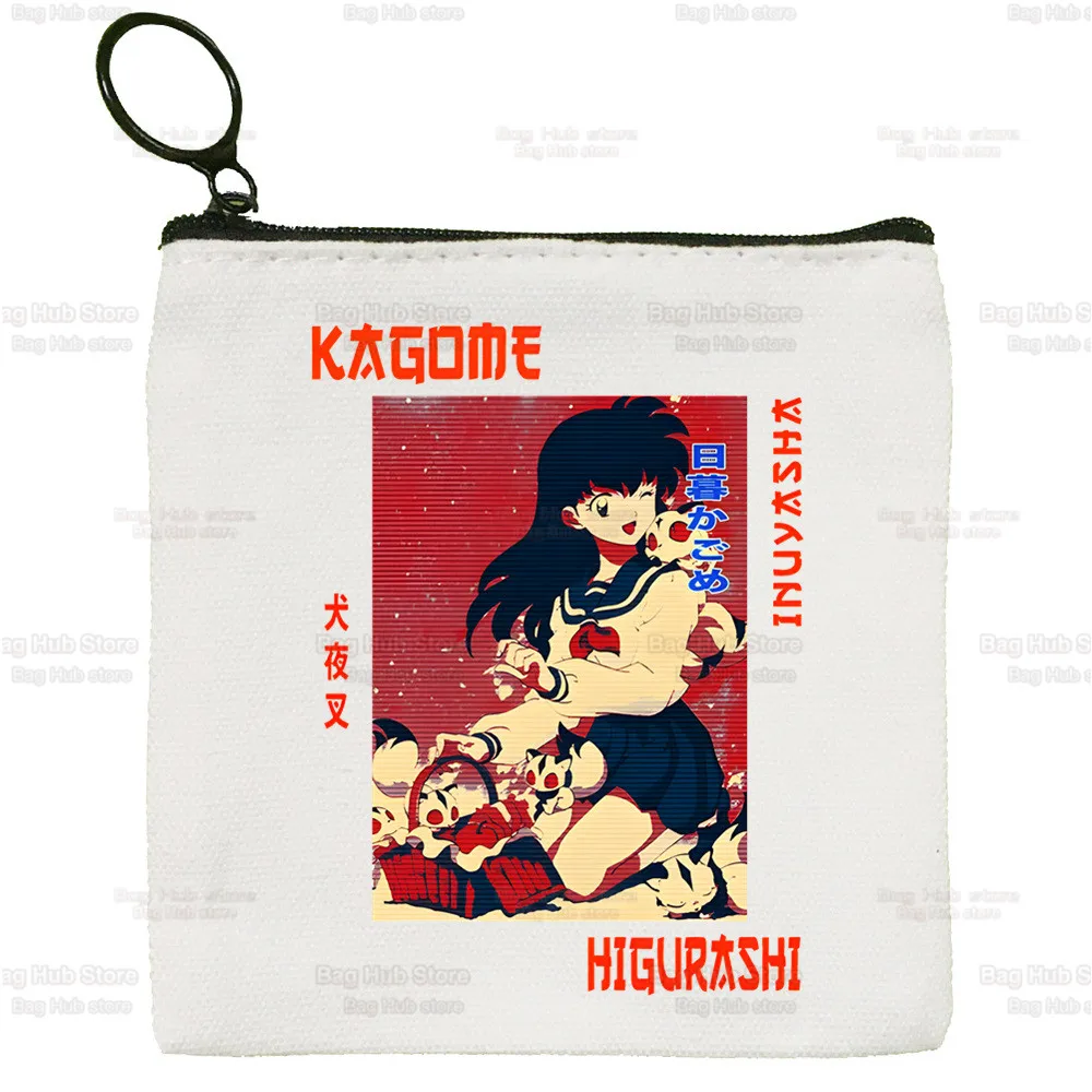 Feudal Demon Inuyasha Canvas Coin Purse Sesshoumaru Kagome Higurashi Anime Canvas Bag Small Wallet Zipper Key Bag Hand Gift