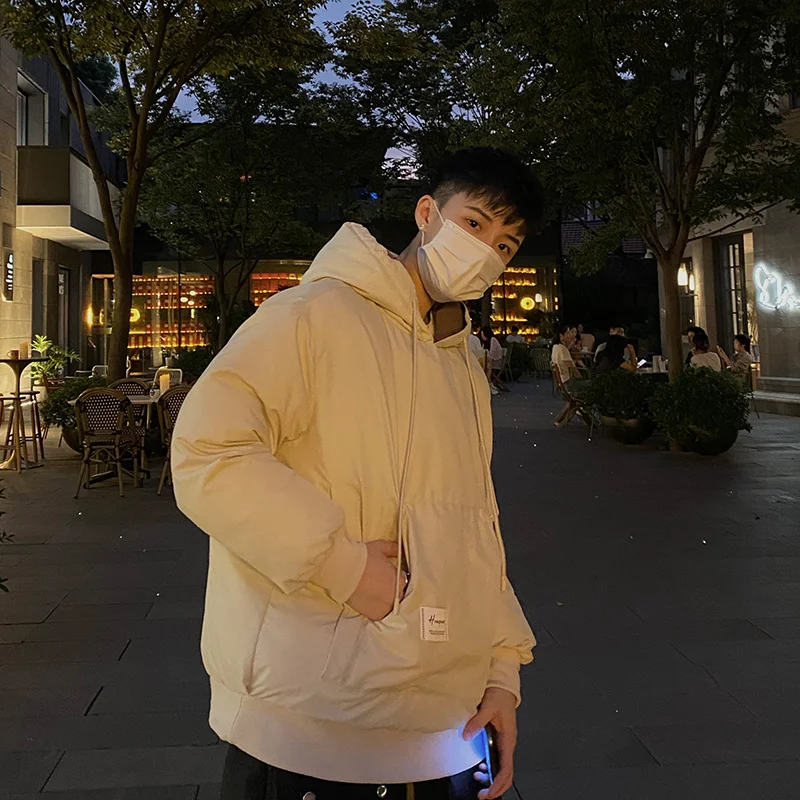 Winter Jacket Men Warm Fashion Thickened Pullover Jacket Men Streetwear Korean Loose Thick Hooded Short Coat Mens Parker Clothes