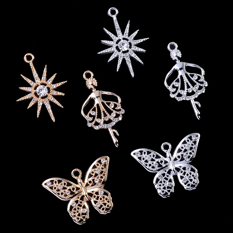 Серьги-бабочки ручной работы с кристаллами, 50 шт.