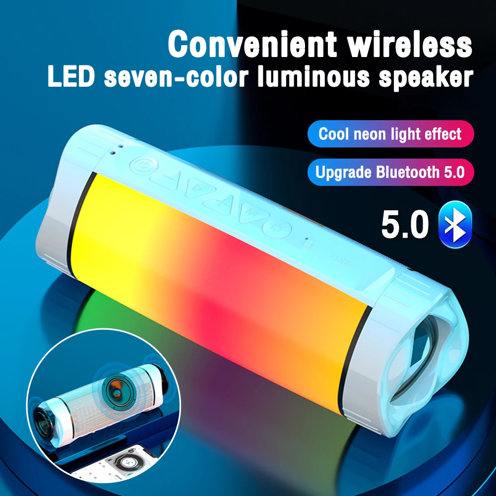 Portable TWS Caixa De Som Bluetooth Speaker Surround Stereo Wireless Speaker LED Light Subwoofer Soundbar With FM Radio AUX TF