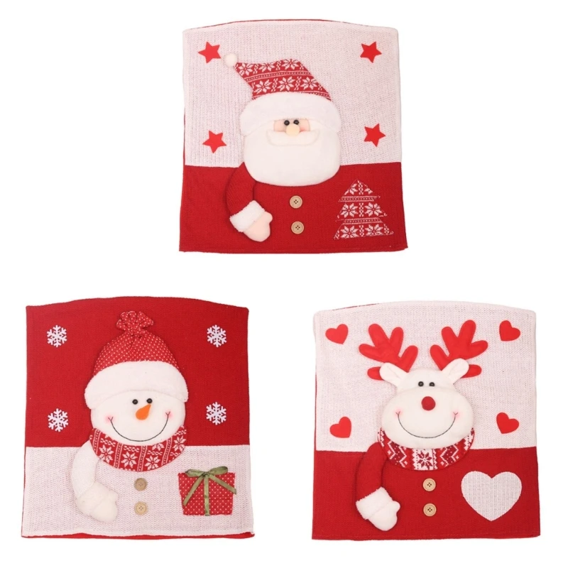 

Holiday Party Decor, Christmas Chair Cover Snowman Santa Elf Reindeer