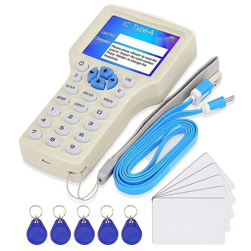 

RISE-125Khz 13.56Mhz 10 Frequency RFID Copier/Writer/Readers/Duplicator USB Programmer Key Fob Cards Reader UID Decoder