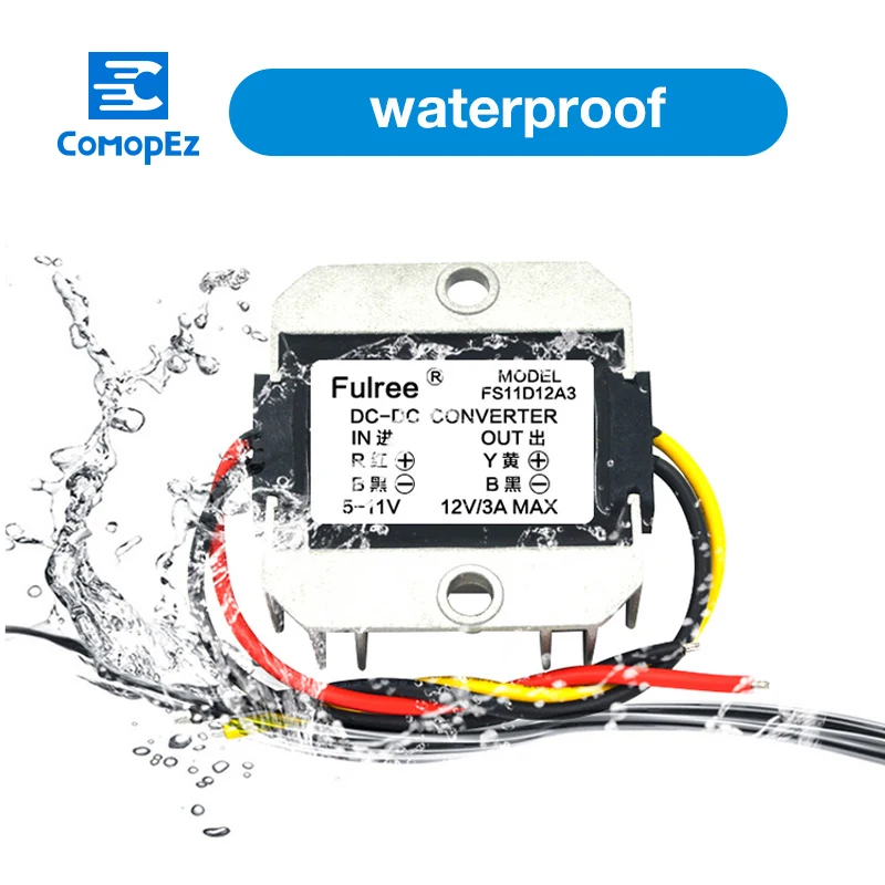 

Waterproof Converters DC/DC Step-down 12/24/36/48V to 5V 2A Control Car Module Auto Protection Power Supply Converter