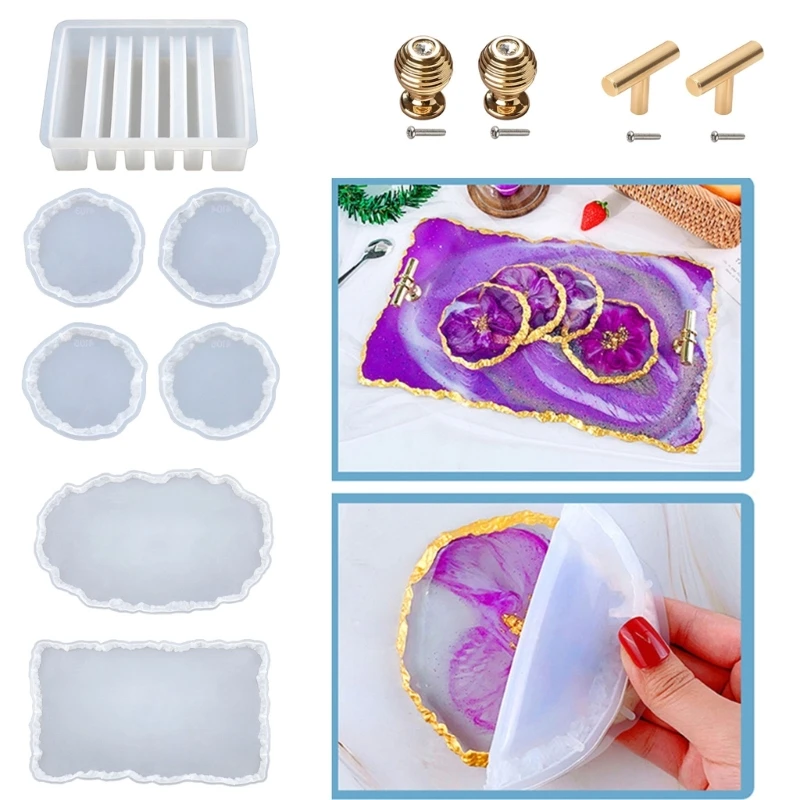 

Rectangle Tray Mold Agate Coasters Silicone Mold Coaster Storage Stand Molds