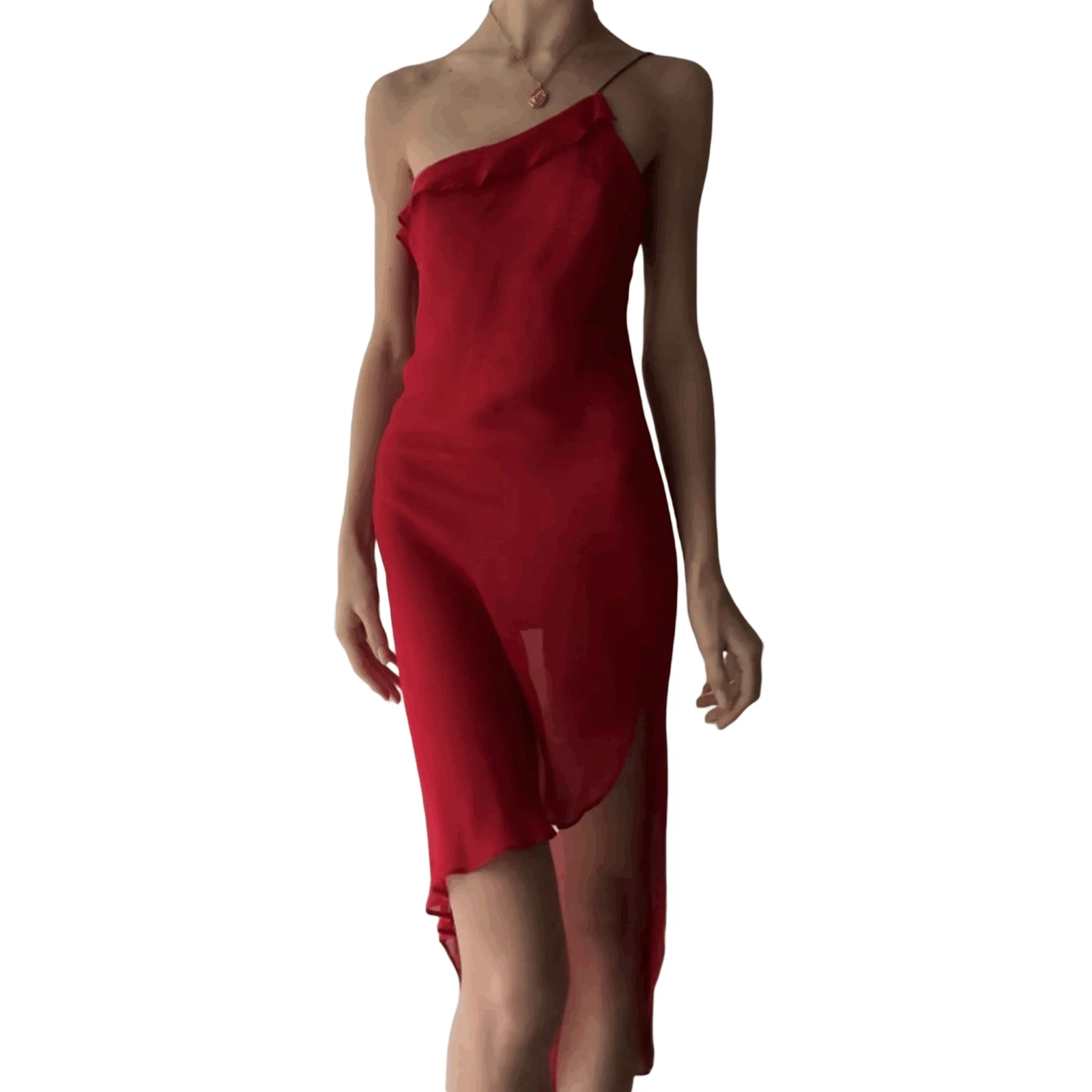 

Женское сексуальное облегающее мини-платье без рукавов с оборками, необычное коктейльное платье на одно плечо, красные платья, летняя одежда