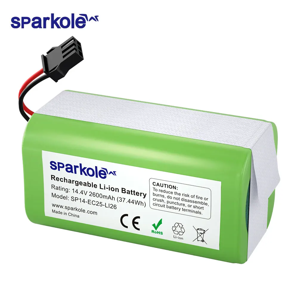 Sparkole 14.4V 2600mAh Li-ion Battery For Conga Excellence 990 1090 Ecovacs Deebot N79S N79 DN622 Eufy Robovac 11 11S 11S 35C