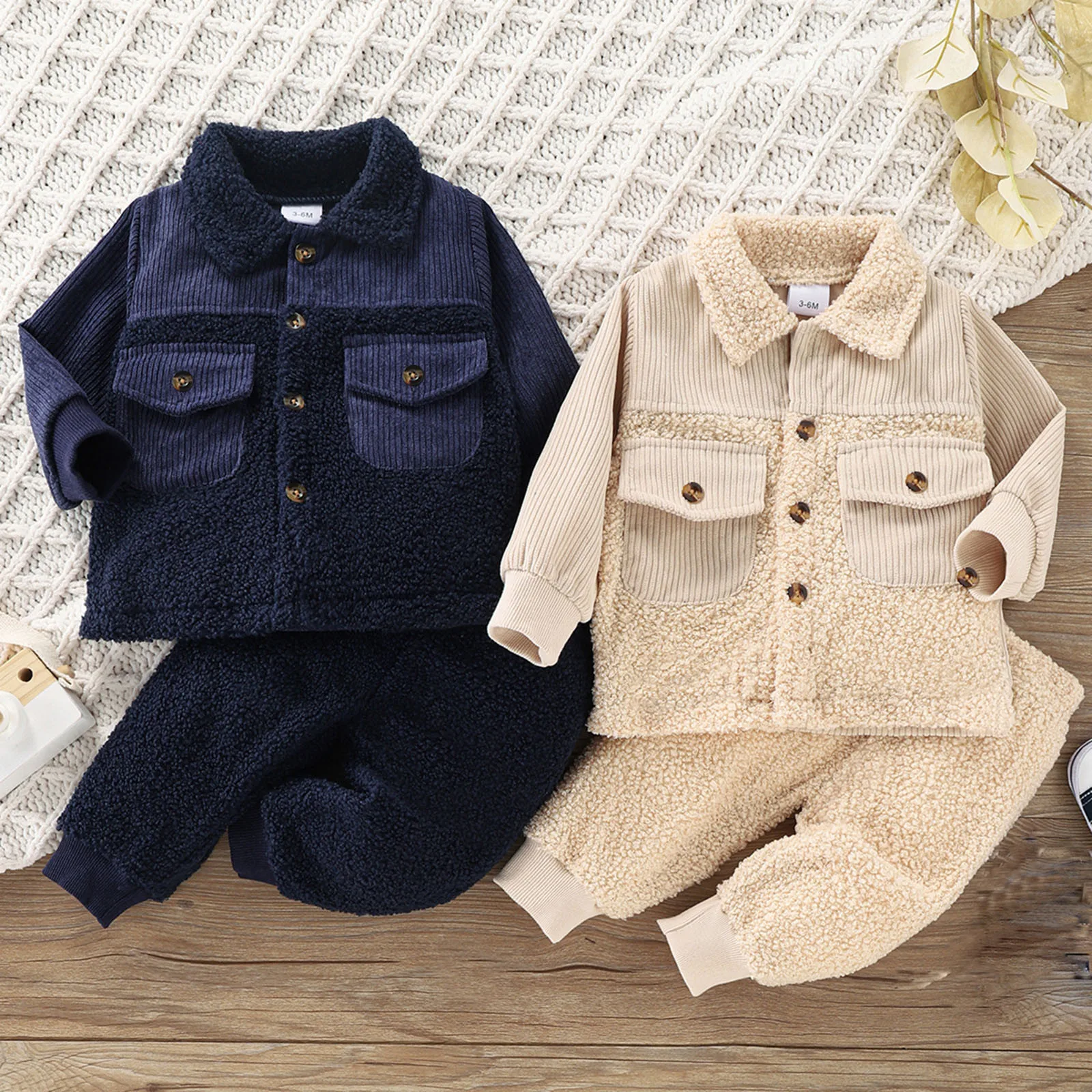 

2 шт., флисовый комплект для мальчиков, на Возраст 3-24 месяца