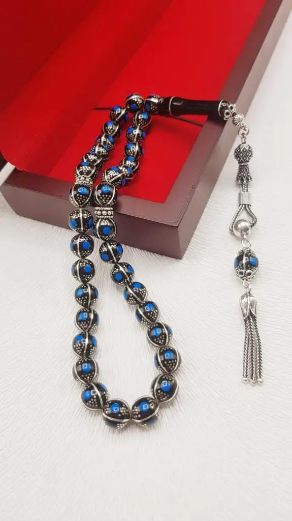 

OLTU stone round section silver processing rosary