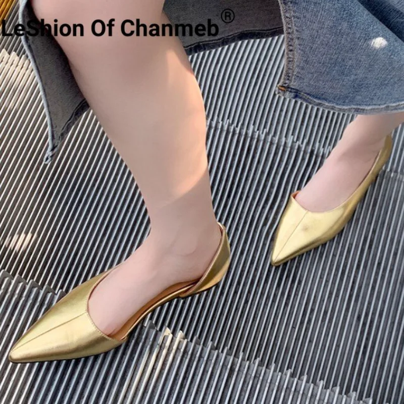 

Женские сандалии на плоской подошве из натуральной кожи с острым носком